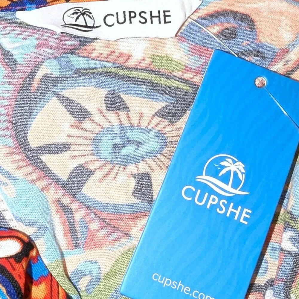 NWT Cupshe | Abstract Rhythm Multicolor Maxi Dress Orange & Blue | Size Large - Picture 8 of 14